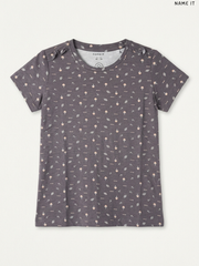 Name It Mushroom & Leaf Print Girls' T-Shirt (Charcoal Gray)