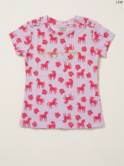 LCW Unicorn & Flower Print Girls' T-Shirt (Lilac)