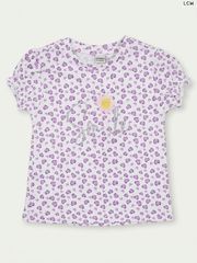 LCW "Smile" Heart Print Girls' T-Shirt (White and Purple)