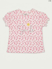 LCW "Smile" Heart Print Girls' T-Shirt (White and Pink)