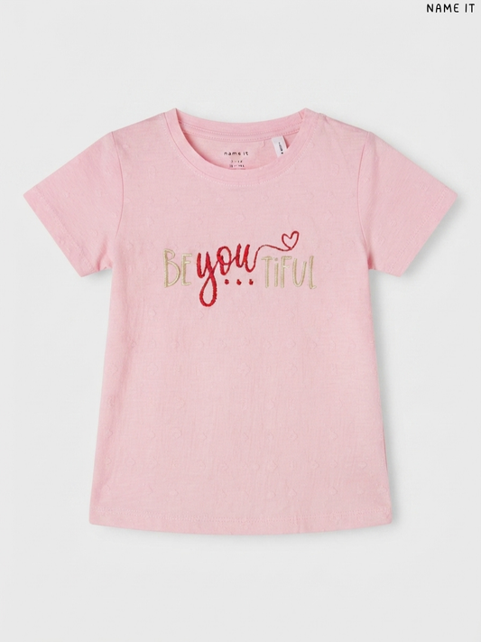 NAME IT Kids' Light Pink "Be YOU tiful" T-Shirt | Casual Summer Wear