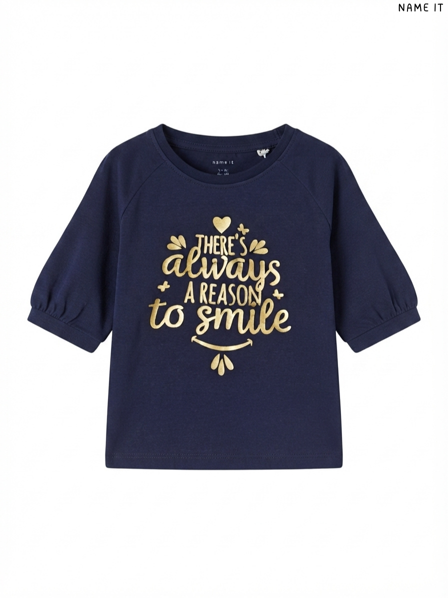 NAME IT Kids' Navy Blue "There's Always a Reason to Smile" T-Shirt | Casual Wear