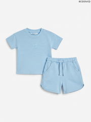 RESERVED Kids' Light Blue T-Shirt and Shorts Set | Casual Summer Activewear