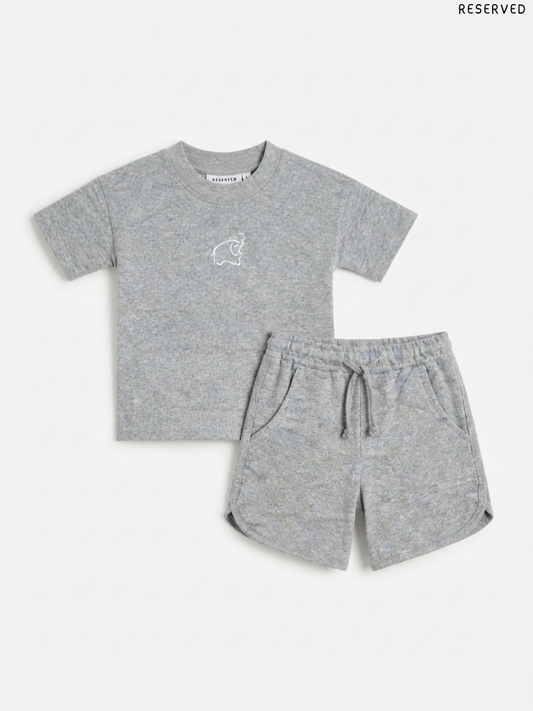 RESERVED Kids' Grey Heather T-Shirt and Shorts Set | Casual Summer Activewear