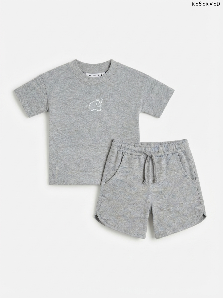 RESERVED Kids' Grey Heather T-Shirt and Shorts Set | Casual Summer Activewear