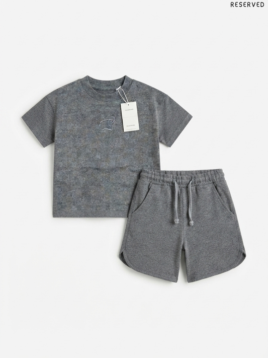 RESERVED Kids' Dark Charcoal Grey T-Shirt and Shorts Set | Casual Summer Activewear