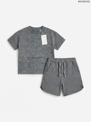 RESERVED Kids' Dark Charcoal Grey T-Shirt and Shorts Set | Casual Summer Activewear