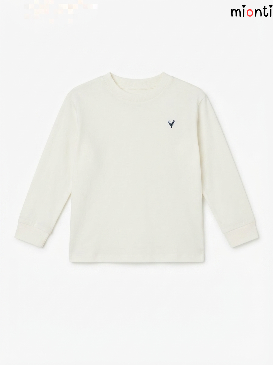 Basic Long-Sleeve Top with Small Chest Embroidery – mionti