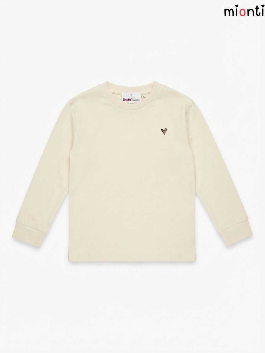 Basic Long-Sleeve Top with Small Chest Embroidery – mionti