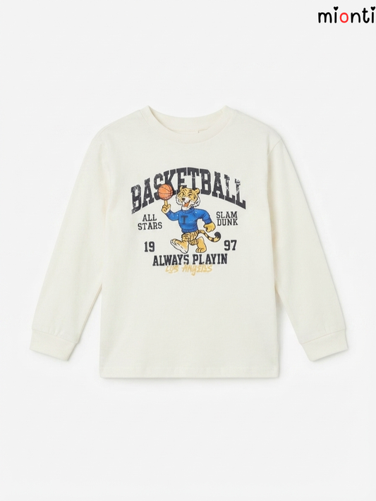 Kids BASKETBALL Tiger Graphic Long-Sleeve T-Shirt – mionti