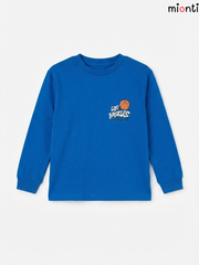 Children's Bright Blue Sporty Chest Print Long-Sleeve Top – mionti