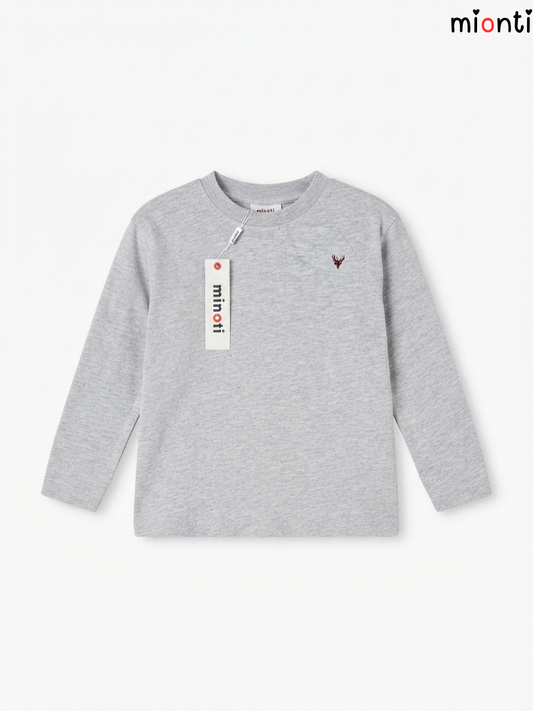 Kids' Heather Grey Minimalist Deer Logo Long-Sleeve T-Shirt – mionti