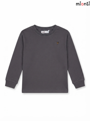 Kids' Charcoal Grey Minimalist Deer Logo Long-Sleeve T-Shirt – mionti