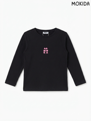 Kids' Black Minimalist Logo Long-Sleeve T-Shirt – MOKIDA