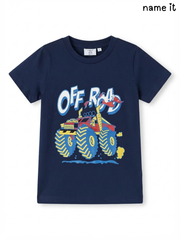 Kids' Navy Blue "OFF ROAD" Monster Truck Graphic T-Shirt – name it