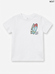 Kids' White "BIG WAVES" Surfboard Graphic T-Shirt – NEXT