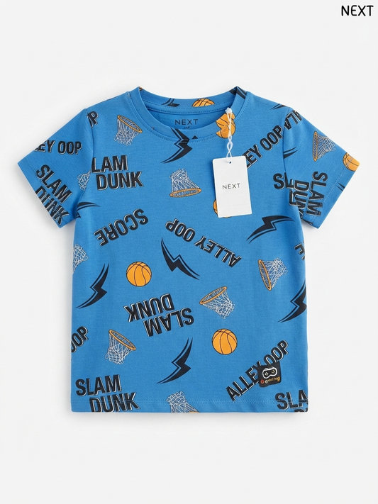 Kids' Blue Basketball All-Over Print T-Shirt – NEXT