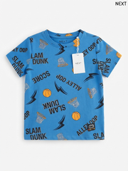 Kids' Blue Basketball All-Over Print T-Shirt – NEXT
