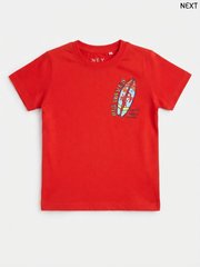 Kids' Red "BIG WAVES" Surfboard T-Shirt – NEXT