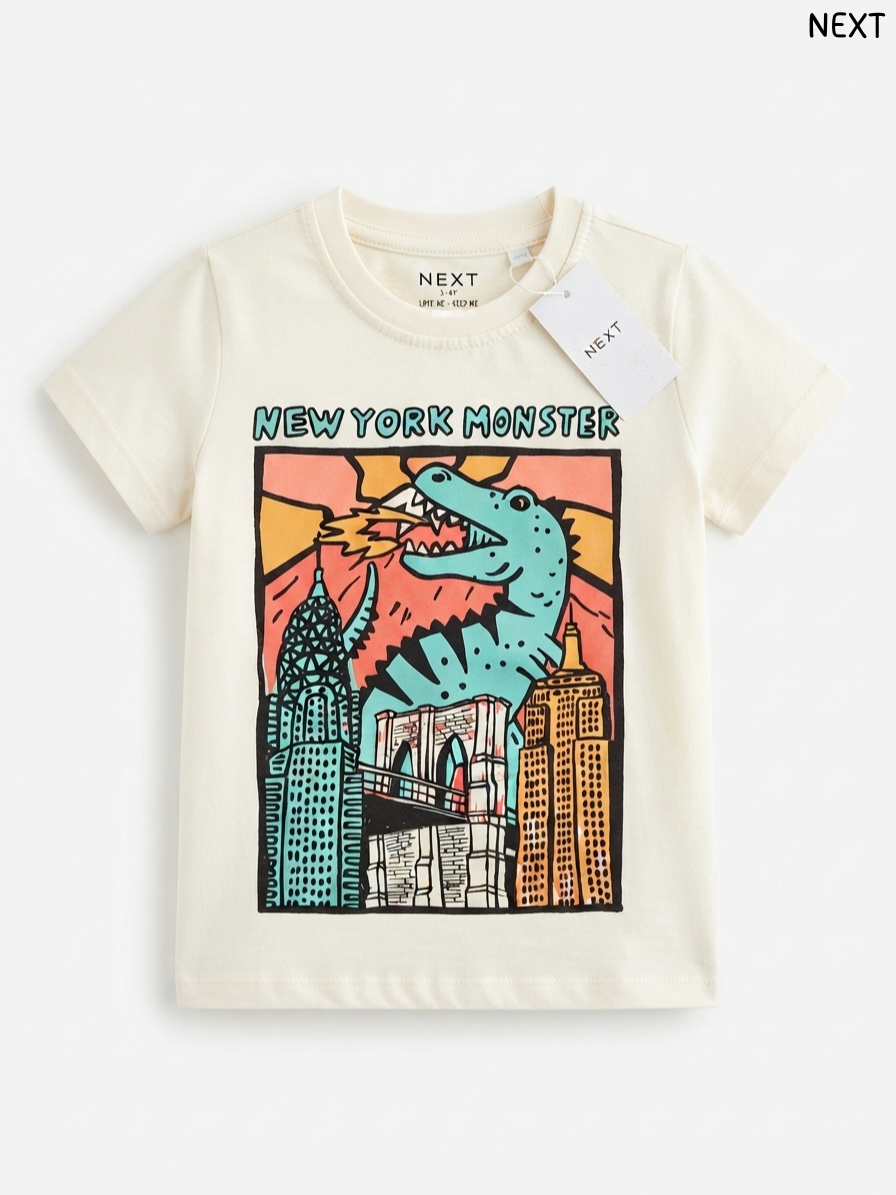 Children's Dinosaur City Print Short-Sleeve Tee