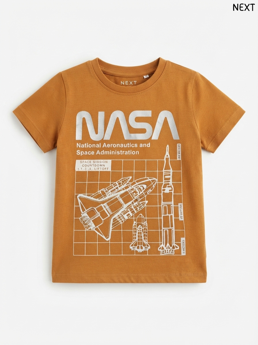 Kids' Mustard Brown NASA Space Graphic T-Shirt