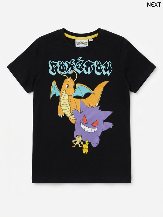 Kids' Black Pokémon Characters T-Shirt