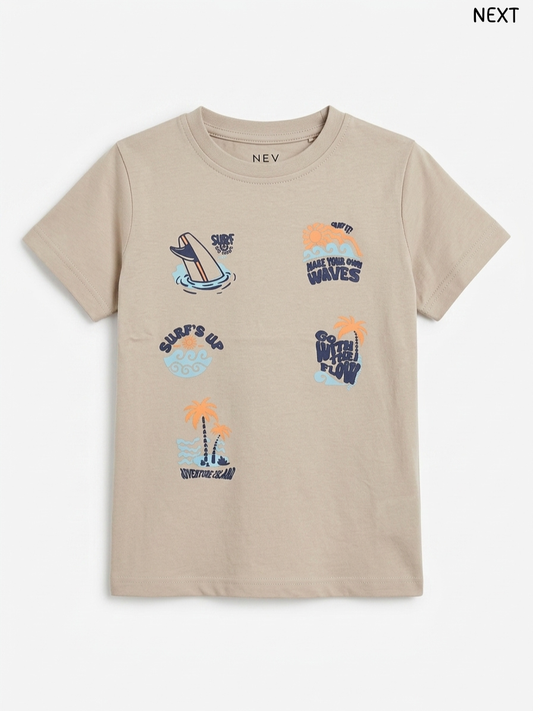 Kids' Tan "SURF'S UP" T-Shirt – NEXT