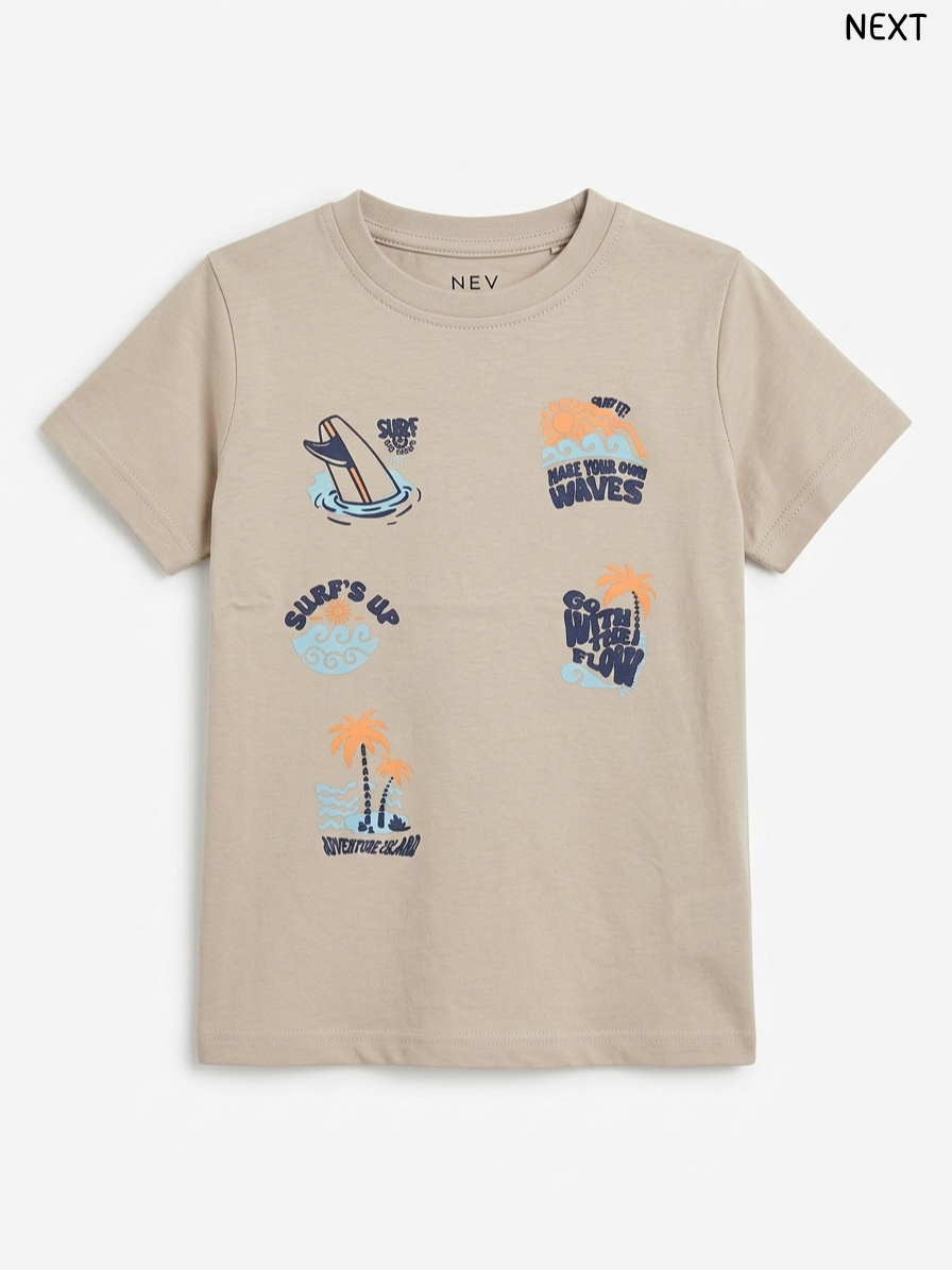Kids' Tan "SURF'S UP" T-Shirt – NEXT