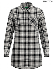 BENETTON Black and White Plaid Shirt