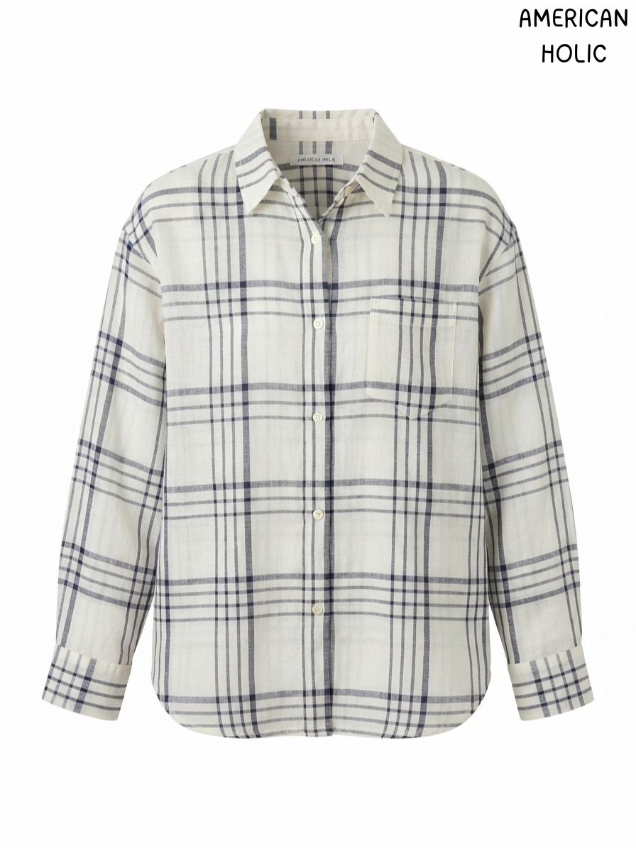 AMERICAN HOLIC Plaid Long-Sleeve Shirt