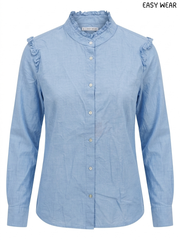 EASY WEAR Light Blue Ruffled Shirt