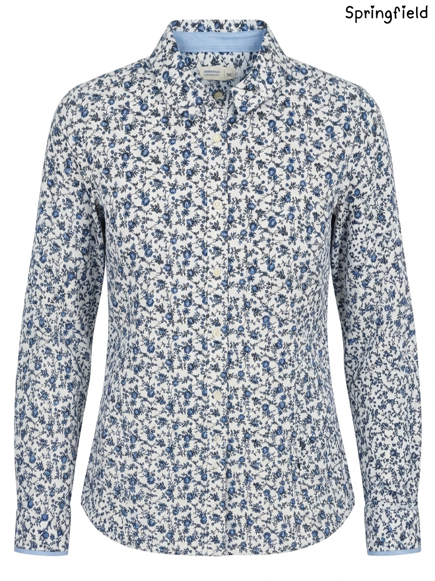Blue Floral Long-Sleeve Shirt