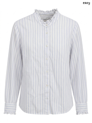 Easy Striped Ruffled Long-Sleeve Shirt