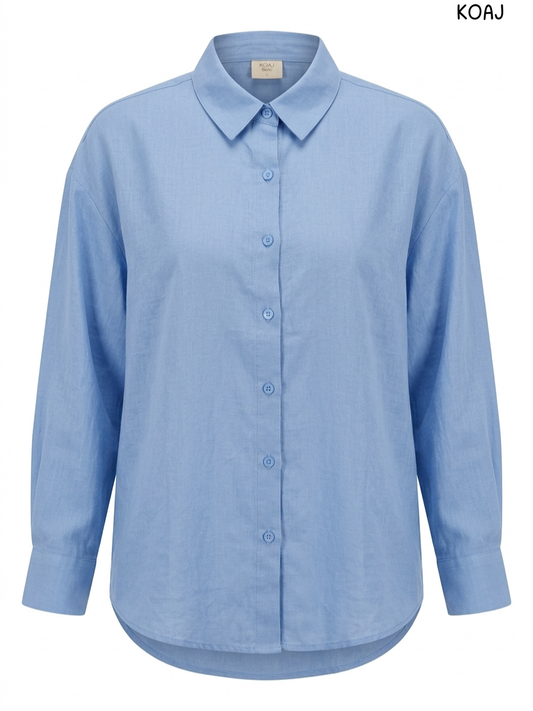 KOAJ Blue Long-Sleeve Button-Down Shirt