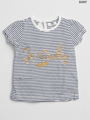 BABY Kids Short-Sleeve "Je t'aime" Striped T-Shirt – White & Navy Blue
