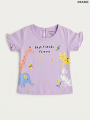 Okaïdi Kids Short-Sleeve "Best Friends Forever" Animal Graphic T-Shirt – Lilac