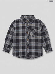 H&M Kids Long-Sleeve Plaid Button-Down Shirt – Navy & Grey