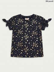 Girls' Unicorn & Celestial T-Shirt | Gold Foil Navy Top