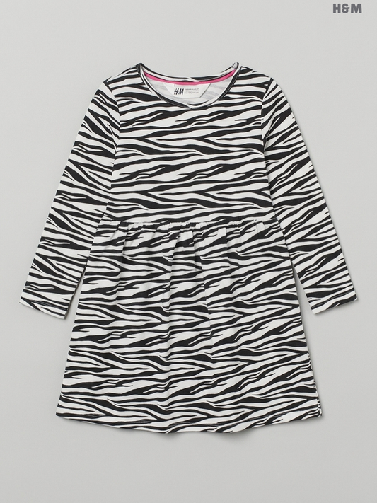 H&M Girls' Zebra Print Long-Sleeve Jersey Dress