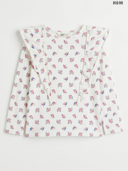 H&M Girls' Floral Ruffle-Trimmed Long-Sleeve Top