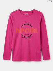 YFK Kids' Bright Pink Rip Curl Graphic Long-Sleeve Top