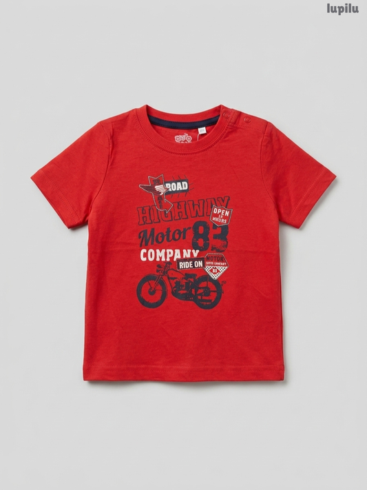 Lupilu Toddler Boys Red Motorcycle T-Shirt | Highway Motor Company Tee