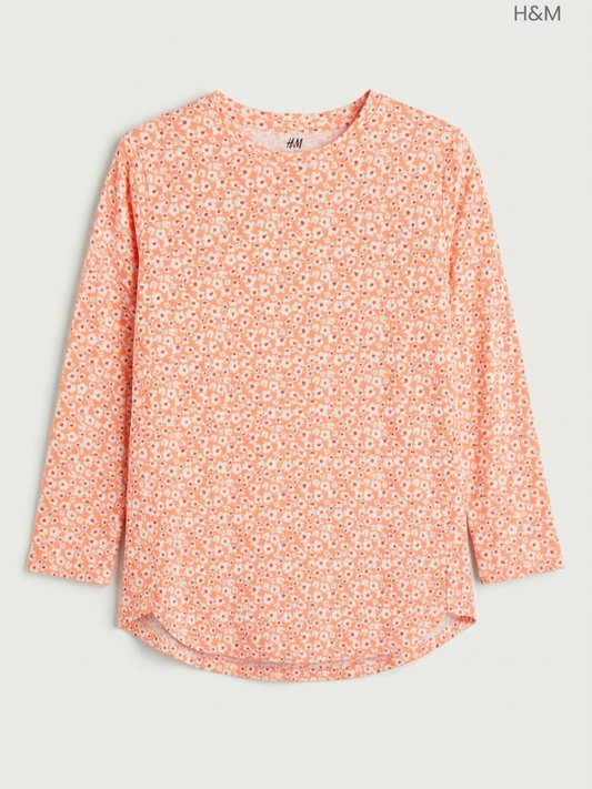 H&M Kids' Peach Ditsy Floral Long-Sleeve Top