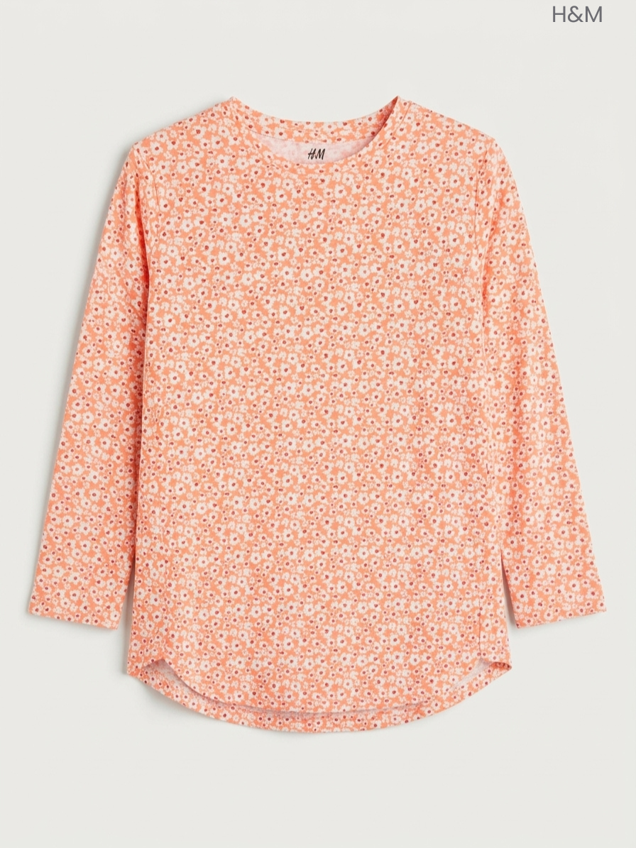 H&M Kids' Peach Ditsy Floral Long-Sleeve Top