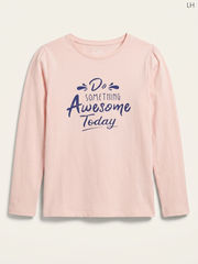 LH Kids' Pink "Do Something Awesome Today" Graphic Long-Sleeve Top