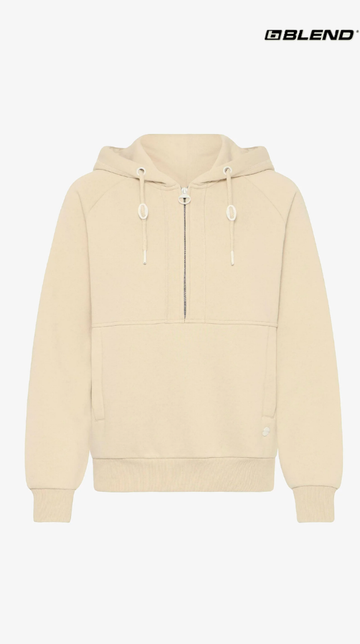 OXMO OXANDREA Womens Total Eclipse Half Zipped Oyster Hoodie