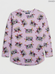 Okaïdi Kids' Purple Retro Boombox Print Long-Sleeve Top