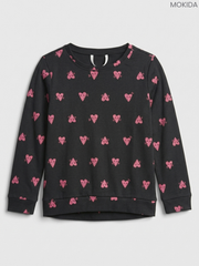 Mokida Kids' Black Pink Heart Print Long-Sleeve Sweatshirt