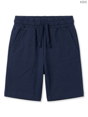 Kids' Dark Navy Blue Sweat Shorts | Elastic Drawstring Cotton Shorts