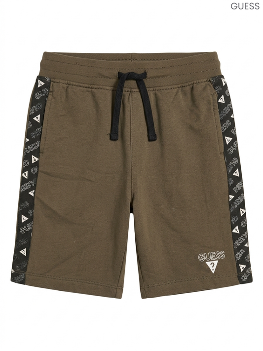 GUESS Kids' Olive Green Sweat Shorts | Side Logo Tape Drawstring Shorts
